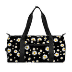 Black Daisy Floral Pattern Print Gym Bag
