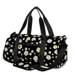 Black Daisy Floral Pattern Print Gym Bag