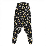 Black Daisy Floral Pattern Print Hammer Pants