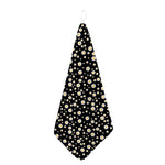 Black Daisy Floral Pattern Print Hand Towel