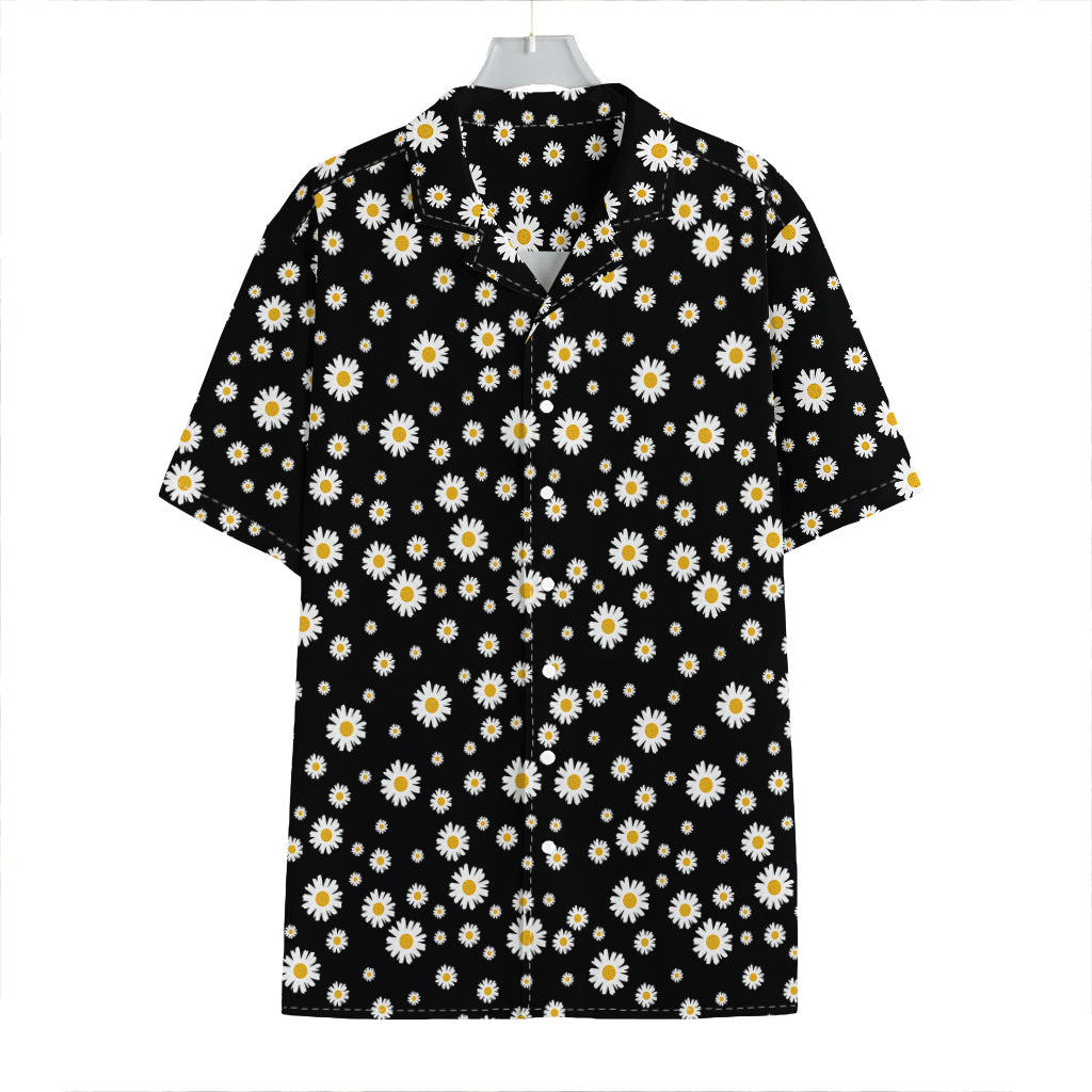 Black Daisy Floral Pattern Print Hawaiian Shirt
