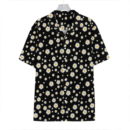 Black Daisy Floral Pattern Print Hawaiian Shirt