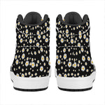 Black Daisy Floral Pattern Print High Top Leather Sneakers