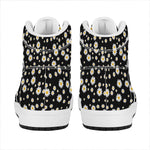 Black Daisy Floral Pattern Print High Top Leather Sneakers