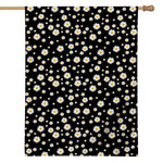 Black Daisy Floral Pattern Print House Flag