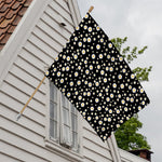 Black Daisy Floral Pattern Print House Flag