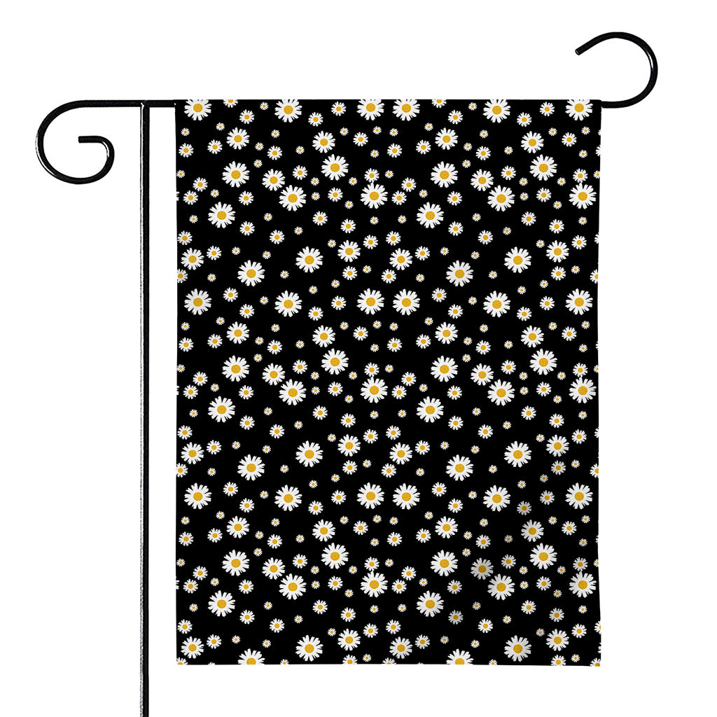 Black Daisy Floral Pattern Print House Flag