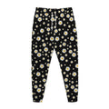 Black Daisy Floral Pattern Print Jogger Pants