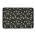 Black Daisy Floral Pattern Print Kitchen Mat
