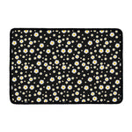 Black Daisy Floral Pattern Print Kitchen Mat