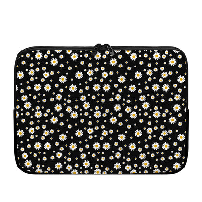 Black Daisy Floral Pattern Print Laptop Sleeve