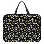 Black Daisy Floral Pattern Print Laptop Sleeve With Handle