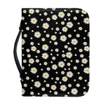 Black Daisy Floral Pattern Print Leather Bible Cover