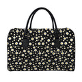 Black Daisy Floral Pattern Print Leather Duffel Bag