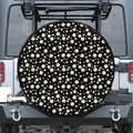 Black Daisy Floral Pattern Print Leather Spare Tire Cover