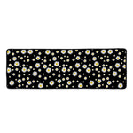 Black Daisy Floral Pattern Print Long Kitchen Mat