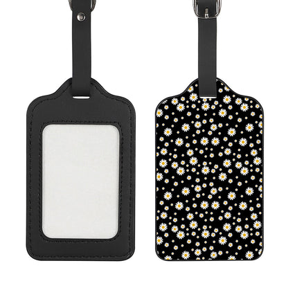 Black Daisy Floral Pattern Print Luggage Tag