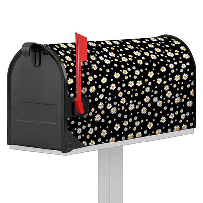 Black Daisy Floral Pattern Print Mailbox Cover