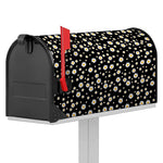 Black Daisy Floral Pattern Print Mailbox Cover