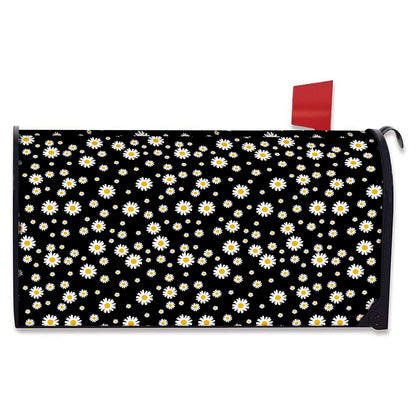 Black Daisy Floral Pattern Print Mailbox Cover