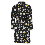 Black Daisy Floral Pattern Print Men's Bathrobe