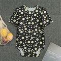 Black Daisy Floral Pattern Print Men's Bodysuit