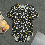 Black Daisy Floral Pattern Print Men's Bodysuit