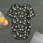 Black Daisy Floral Pattern Print Men's Bodysuit