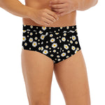 Black Daisy Floral Pattern Print Men's Briefs