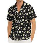 Black Daisy Floral Pattern Print Men's Deep V-Neck Shirt