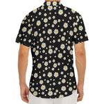 Black Daisy Floral Pattern Print Men's Deep V-Neck Shirt
