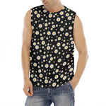Black Daisy Floral Pattern Print Men's Fitness Tank Top