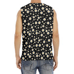 Black Daisy Floral Pattern Print Men's Fitness Tank Top