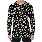 Black Daisy Floral Pattern Print Men's Long Sleeve T-Shirt