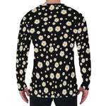 Black Daisy Floral Pattern Print Men's Long Sleeve T-Shirt
