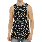 Black Daisy Floral Pattern Print Men's Muscle Tank Top