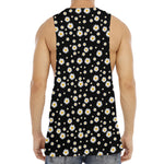 Black Daisy Floral Pattern Print Men's Muscle Tank Top