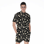 Black Daisy Floral Pattern Print Men's Rompers