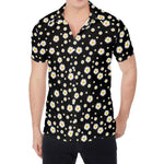 Black Daisy Floral Pattern Print Men's Shirt