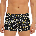 Black Daisy Floral Pattern Print Men's Short Boxer Briefs