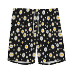 Black Daisy Floral Pattern Print Men's Sports Shorts