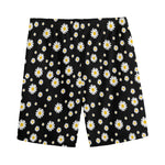 Black Daisy Floral Pattern Print Men's Sports Shorts