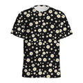 Black Daisy Floral Pattern Print Men's Athletic T-Shirt