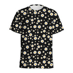 Black Daisy Floral Pattern Print Men's Sports T-Shirt