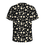 Black Daisy Floral Pattern Print Men's Sports T-Shirt