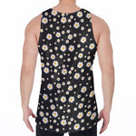 Black Daisy Floral Pattern Print Men's Velvet Tank Top