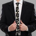Black Daisy Floral Pattern Print Necktie