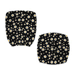 Black Daisy Floral Pattern Print Office Chair Cover