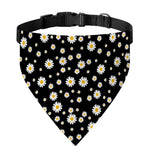 Black Daisy Floral Pattern Print Over The Collar Dog Bandana