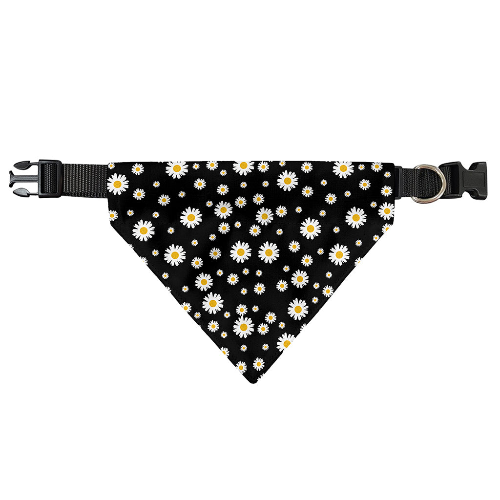 Black Daisy Floral Pattern Print Over The Collar Dog Bandana
